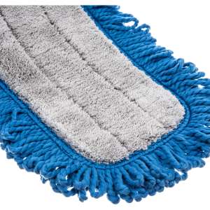 Carlisle, Flo-Pac, Microfiber Hook & Loop Dry Dust Mop with Fringe, 24"W, Blue