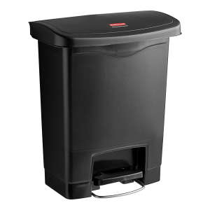 Rubbermaid Commercial, Streamline, Step-On, 8 gal, Resin, Black, Rectangle, Receptacle