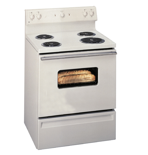 GE® Cooker,  Electric Coil, Standard Enamel, Clean-Well™ Cooktop System