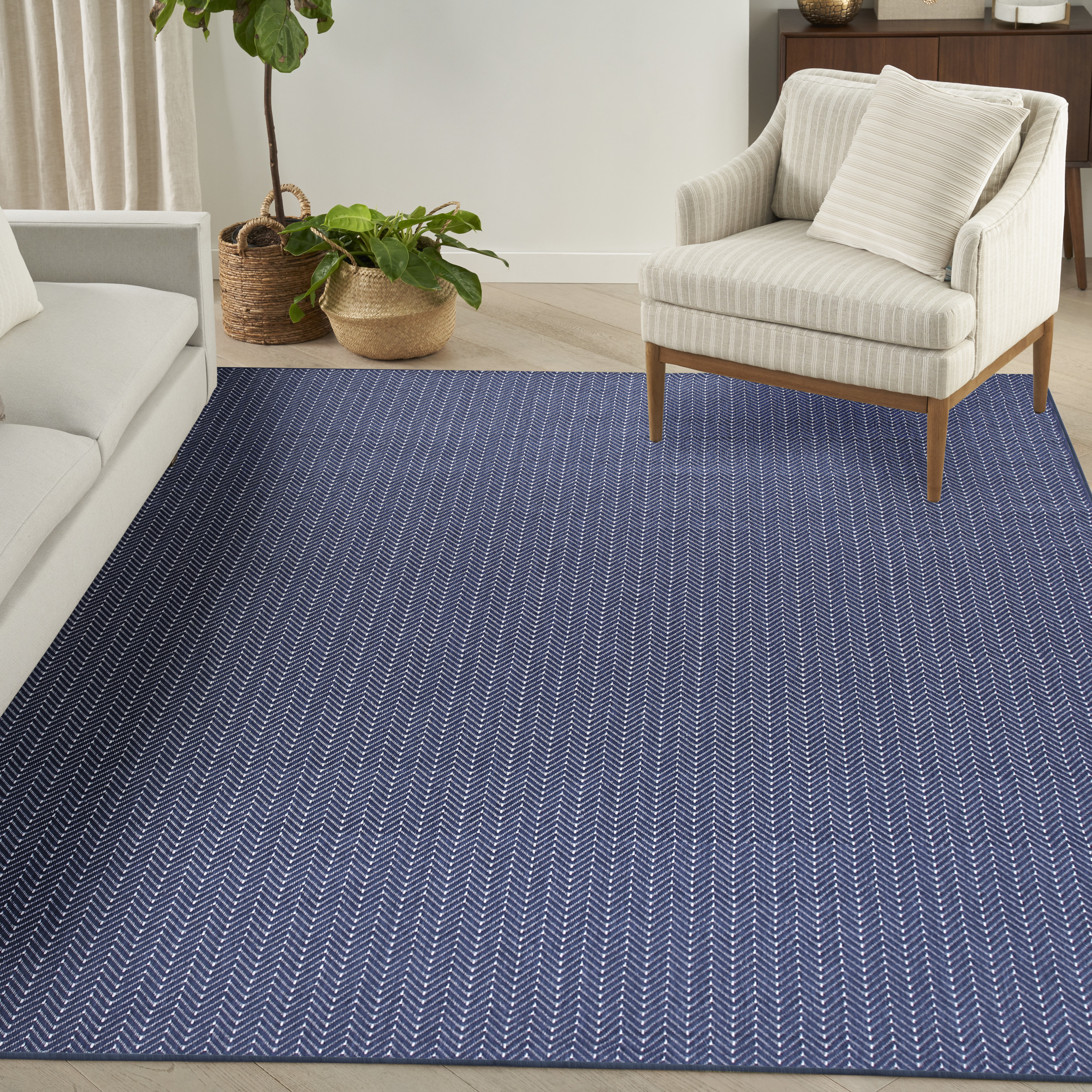 Nourison Horizon Indoor/Outdoor 9' x 12' Navy Modern Rug
