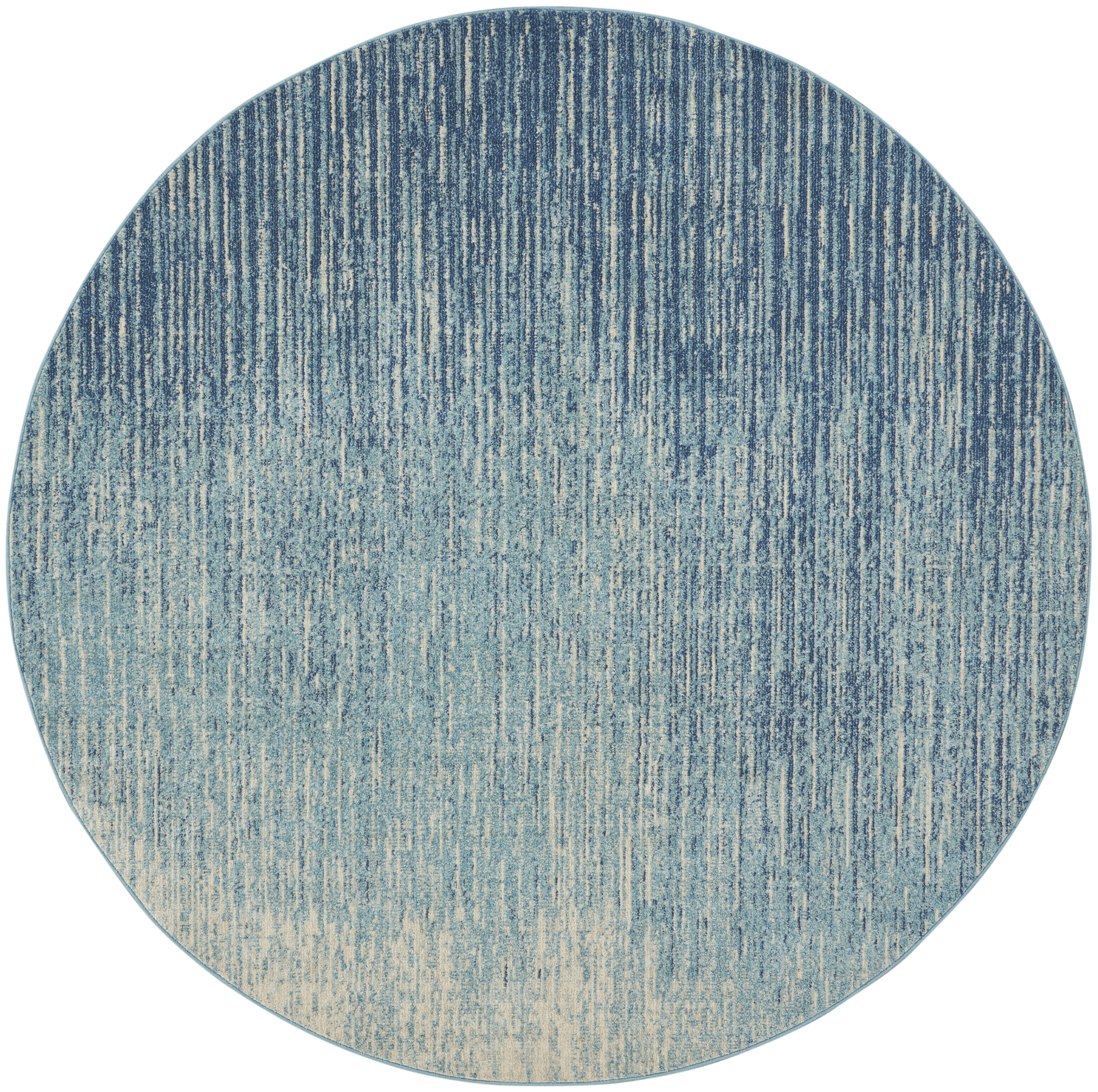 Nourison Passion 8' x Round Navy Light Blue Modern Indoor Rug