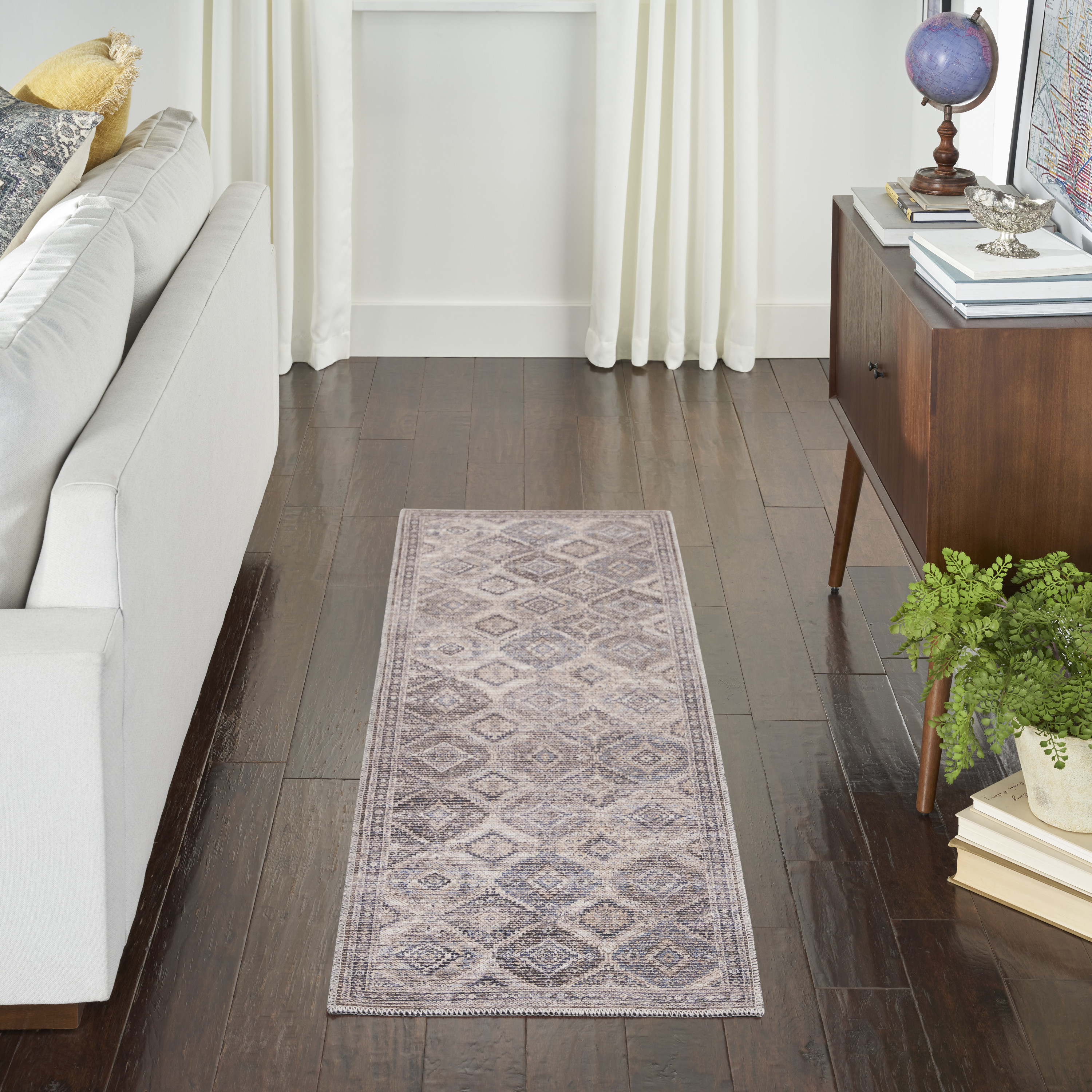 Nourison New Concept Washables 2'2" x 8' Ivory Latte Vintage Indoor Rug