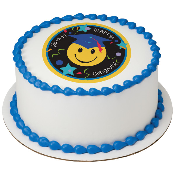 Grad Smiley Face PhotoCake® Edible Image®
