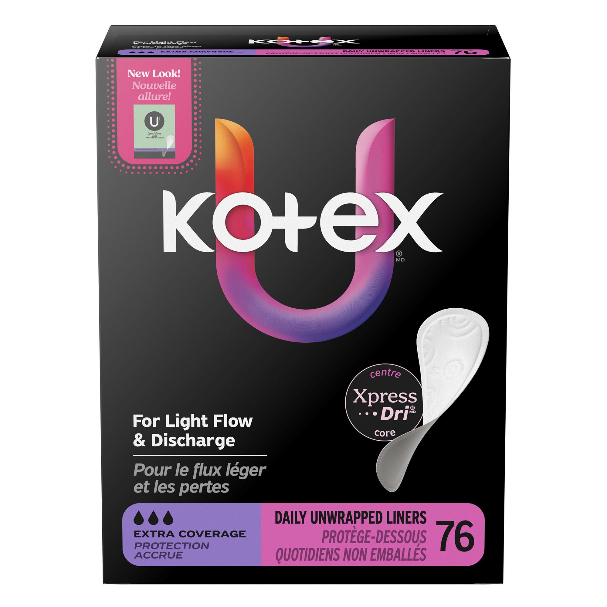 Kimberly Clark LINER, KOTEX PREM XCVRG FLAT CORE (76/PK 4PK/CS)