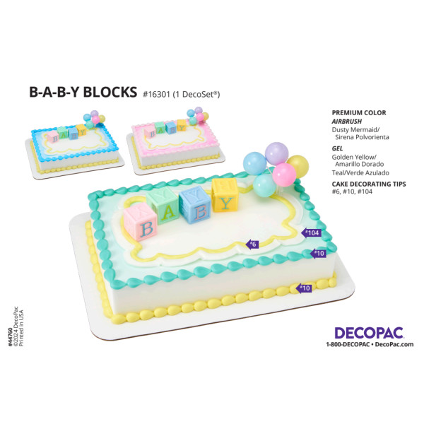 B-A-B-Y Blocks Cake Decorating Instruction Card