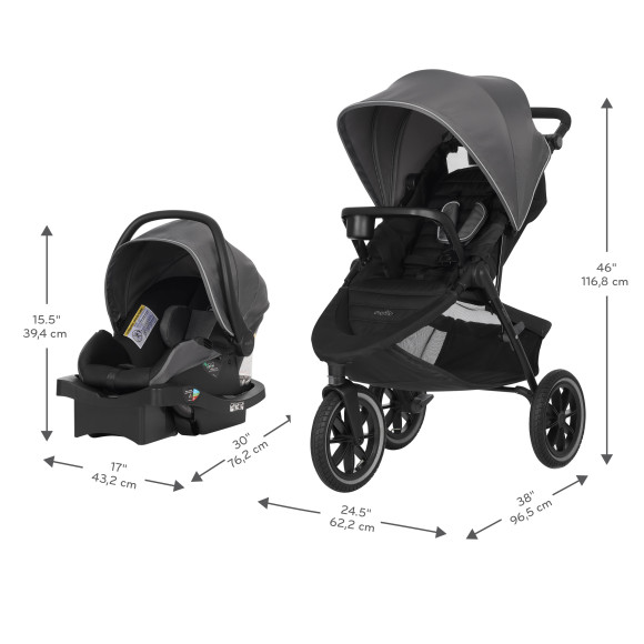 Folio3 Jog & Stroll Travel System with LiteMax Infant Car Seat Specifications