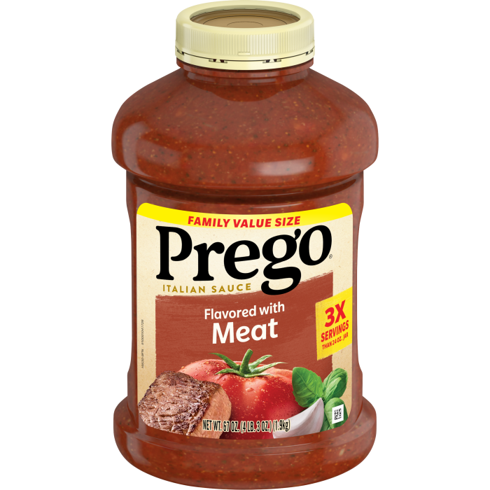 Prego Italian Tomato Pasta Sauce Flavored With Meat, 67 oz Jar