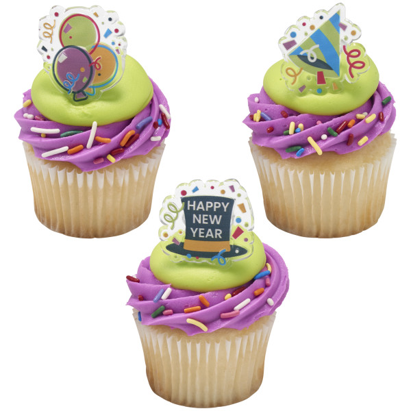 Happy New Year Confetti Cupcake Rings