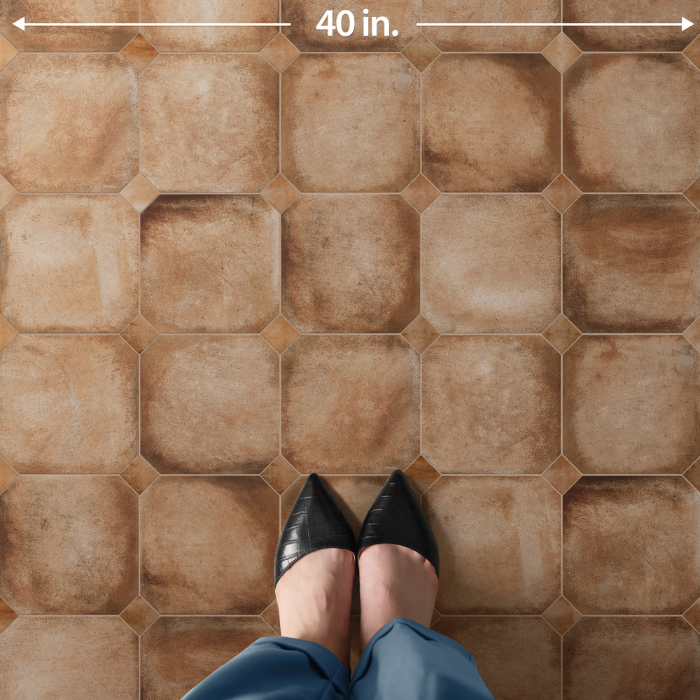 Laverton Octagon Natural with Taco Natural 7-7/8 in. x 7-7/8 in. Porcelain Floor and Wall Tile