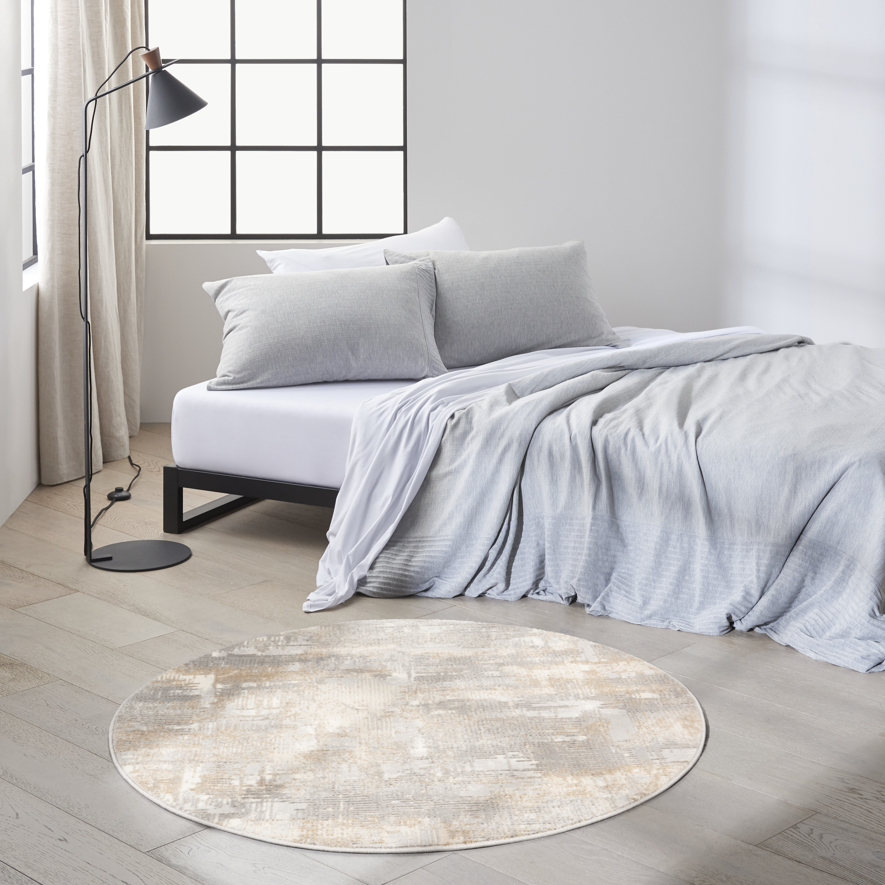 Calvin Klein CK950 Rush 4' x Round Grey Beige Modern Indoor Rug