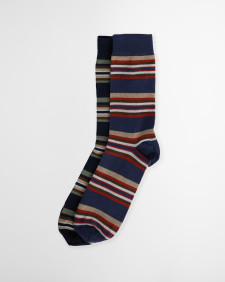 Summer Stripe 2 Pack Socks Multi Stripe Navy/Green