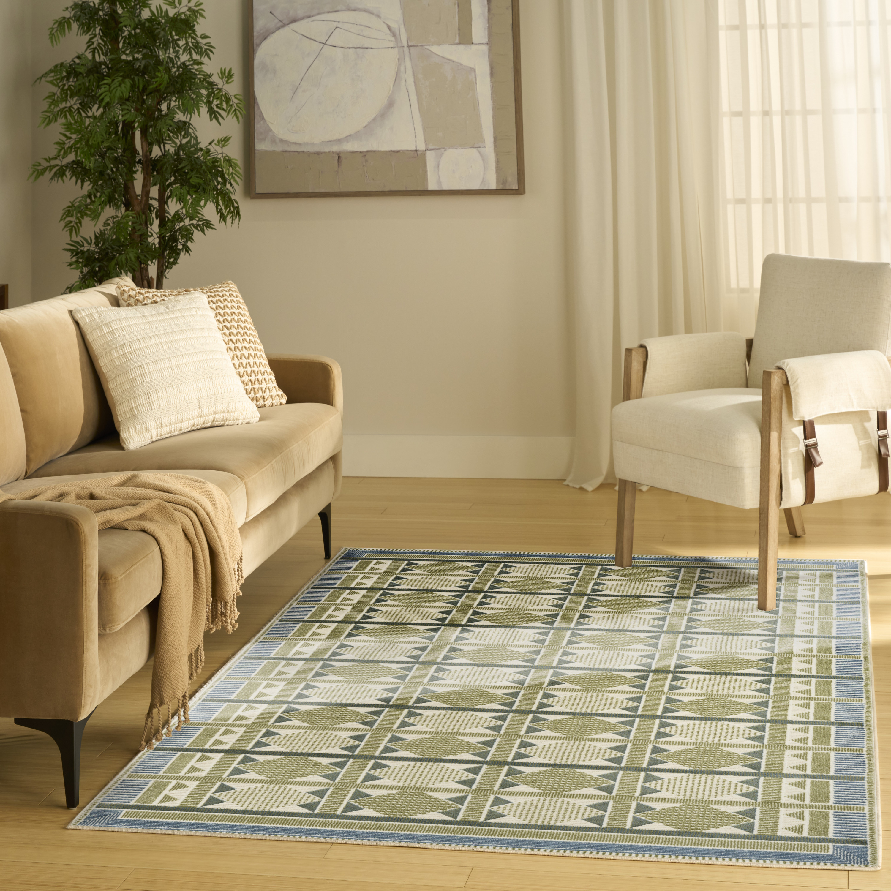Nourison Nordic 4' x 6' Green Blue Modern Indoor Rug