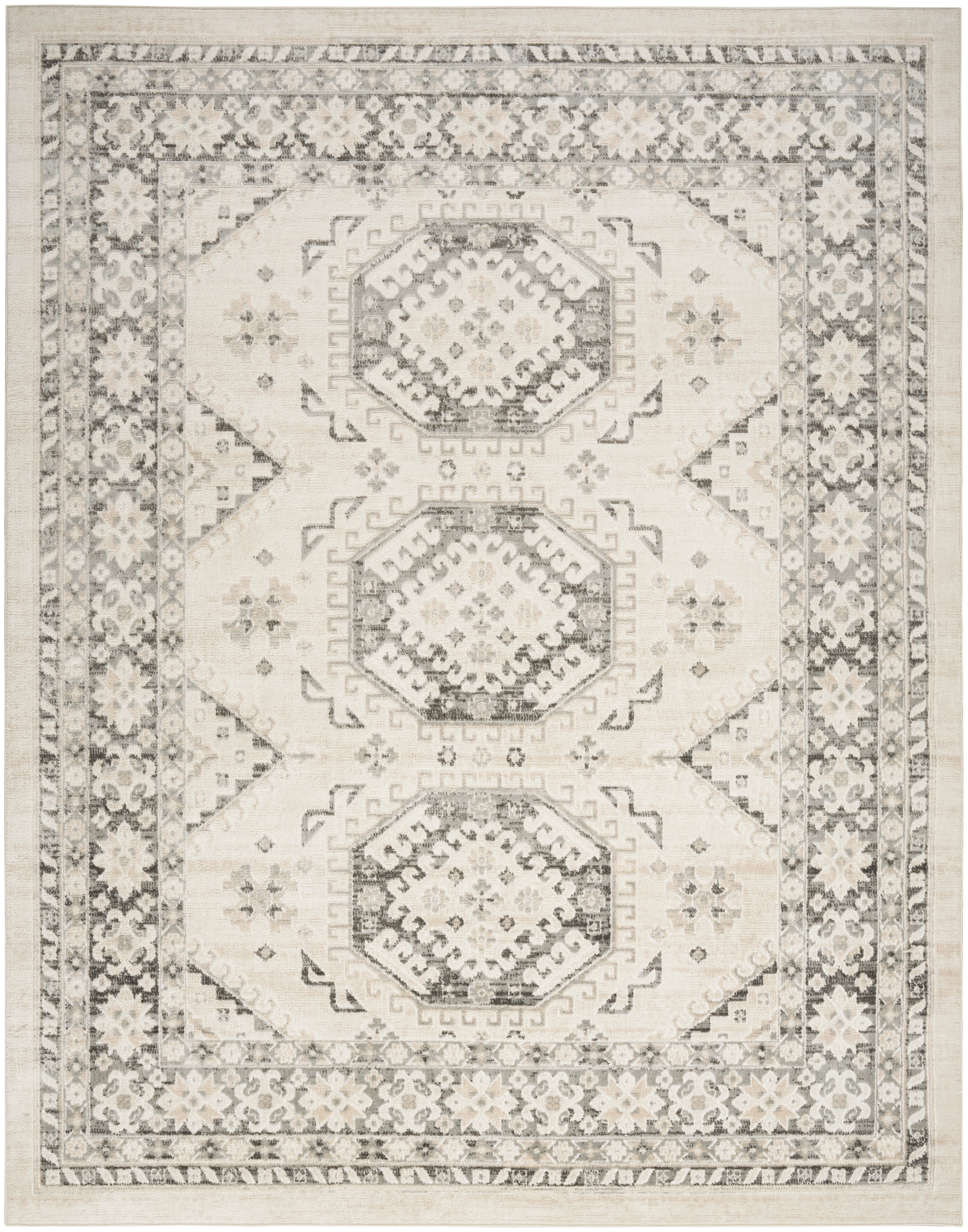 Nourison Serenity Home 9' x 12' Ivory Grey Vintage Indoor Rug