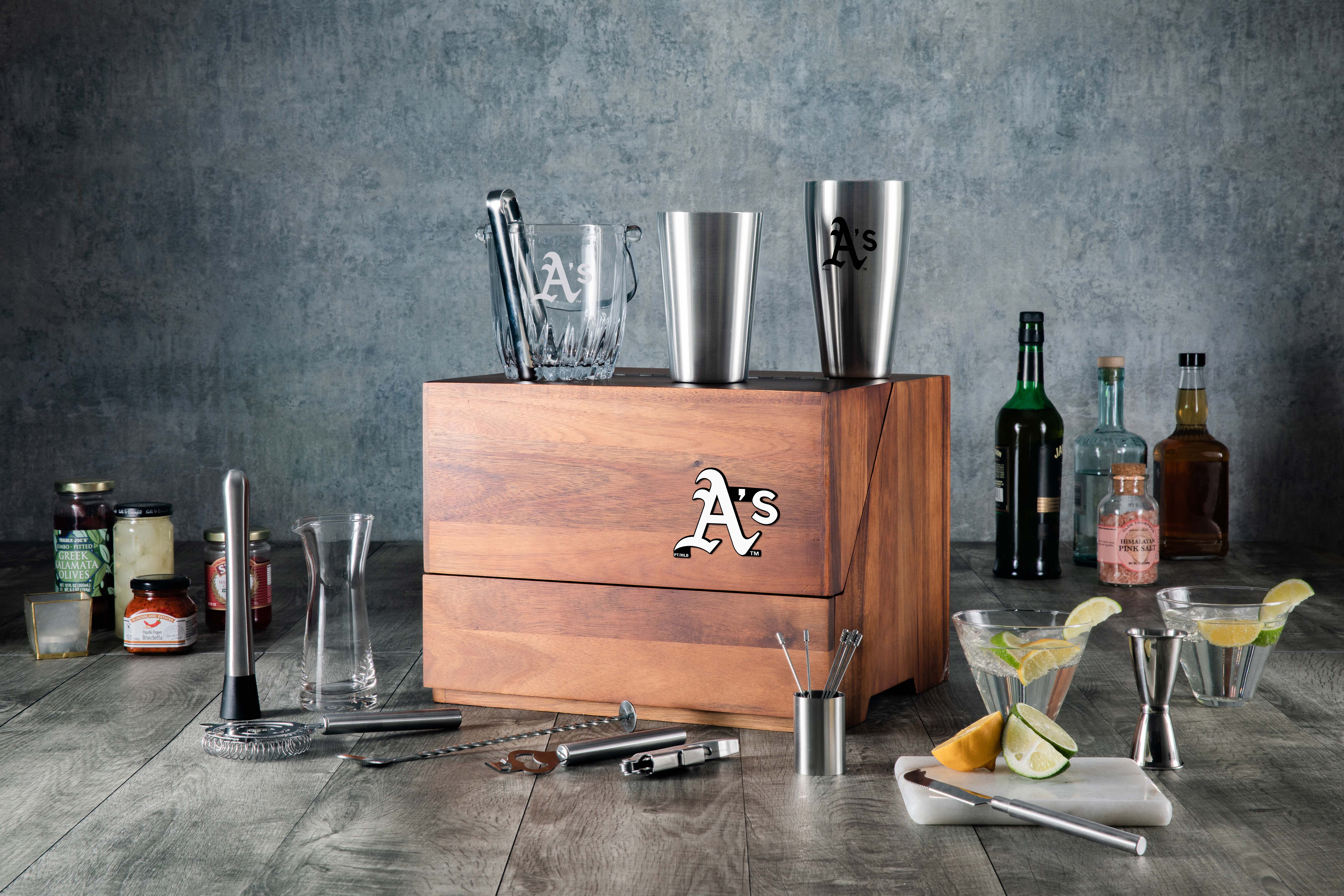 Oakland Athletics - Madison Acacia Tabletop Bar Set