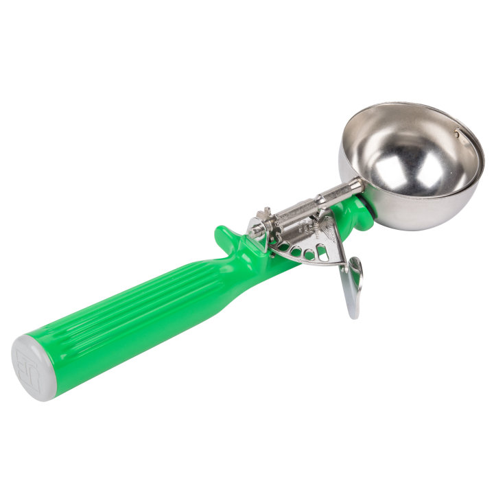 2 ⅔-ounce one-piece thumb disher with green handle