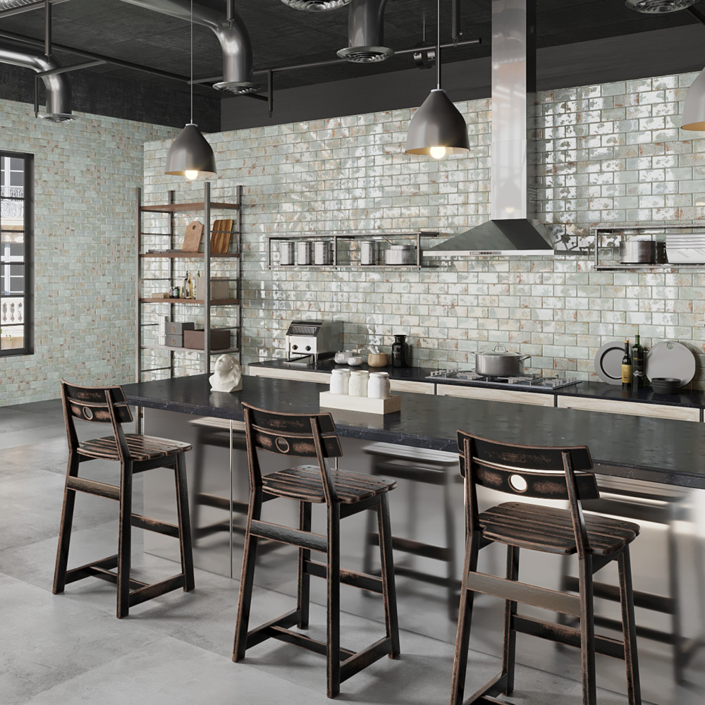 Biarritz Green 3 in. x 6 in. Ceramic Wall Tile