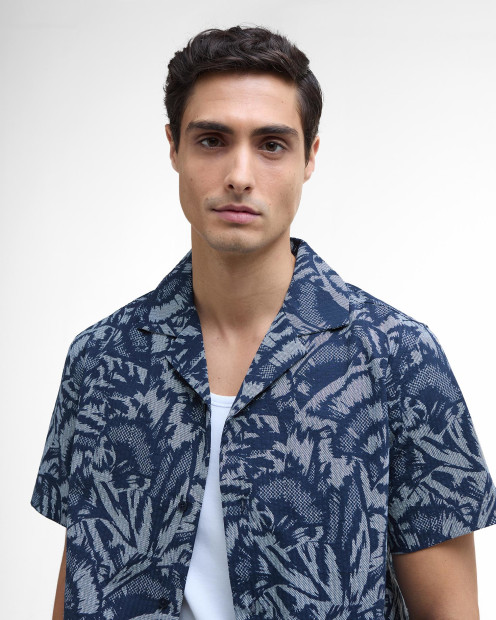 Kew Printed Short-Sleeved Shirt Navy