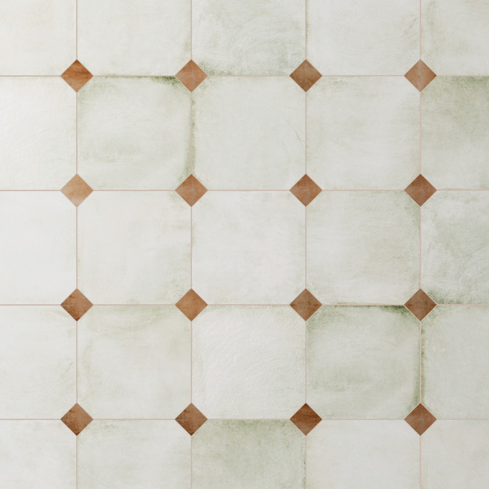 Laverton Octagon Nieve with Taco Natural 7-7/8 in. x 7-7/8 in. Porcelain Floor and Wall Tile