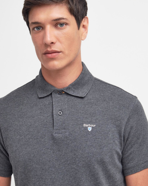 Tartan Pique Polo Shirt Slate Marl