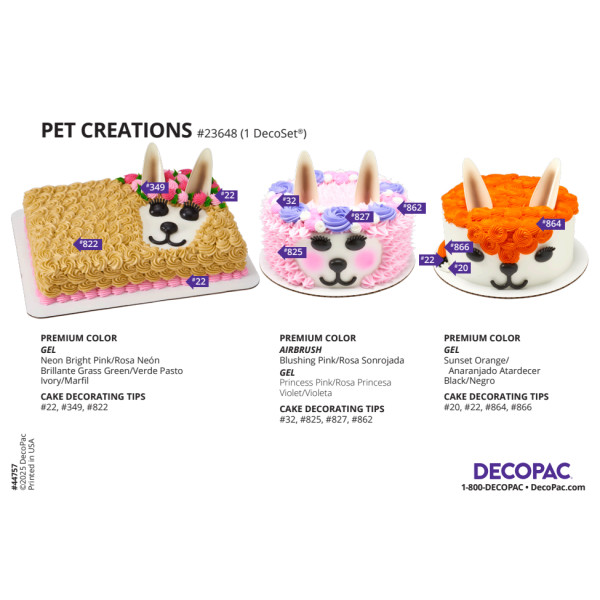 Pet Creations Cake Decorating Instruction Card