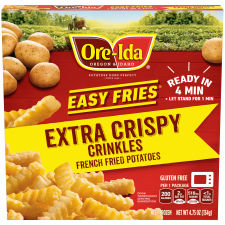 Ore-Ida Ready in 5 Extra Crispy Crinkles French Fries Fried Microwavable Frozen Potatoes 4.75 oz Box