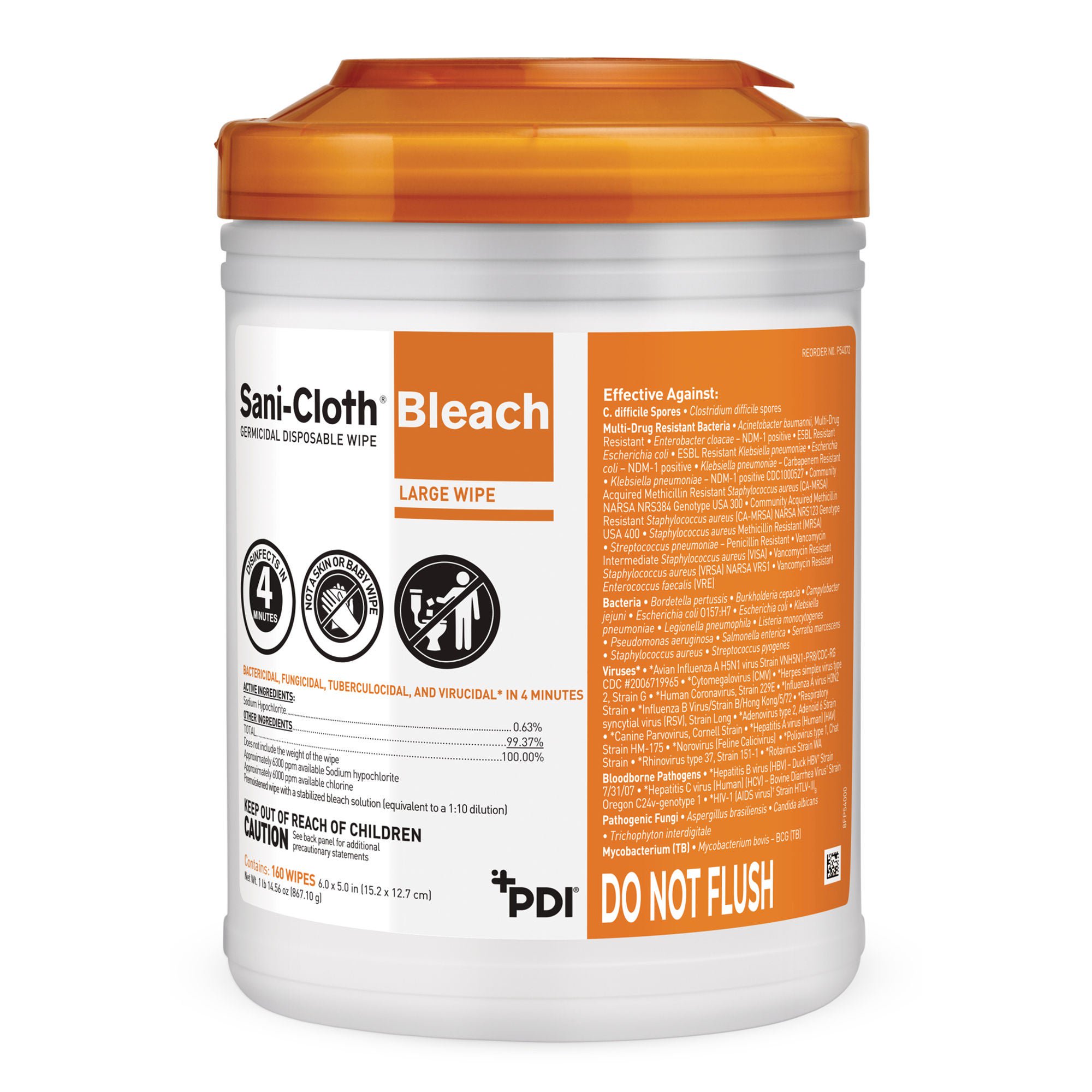 Sani-Cloth® Bleach Germicidal Disinfectant Wipe, Canister