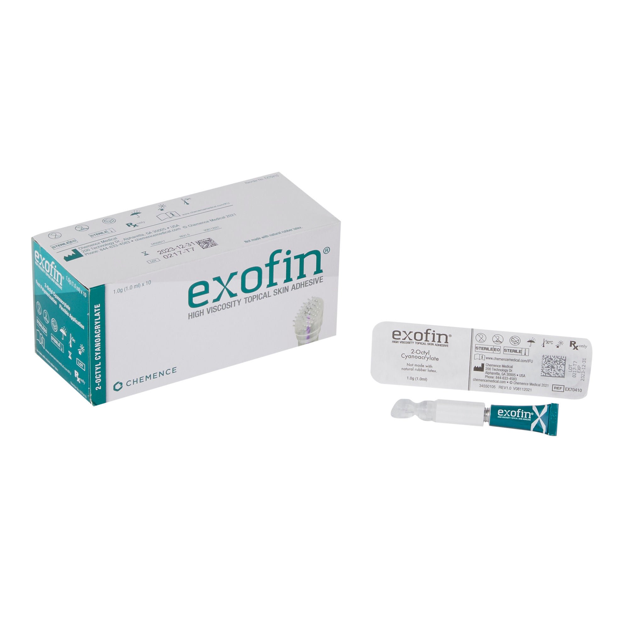 Chemence Medical ADHESIVE, TISSUE EXOFIN HI VISCOSITY 1.0ML (10/BX)