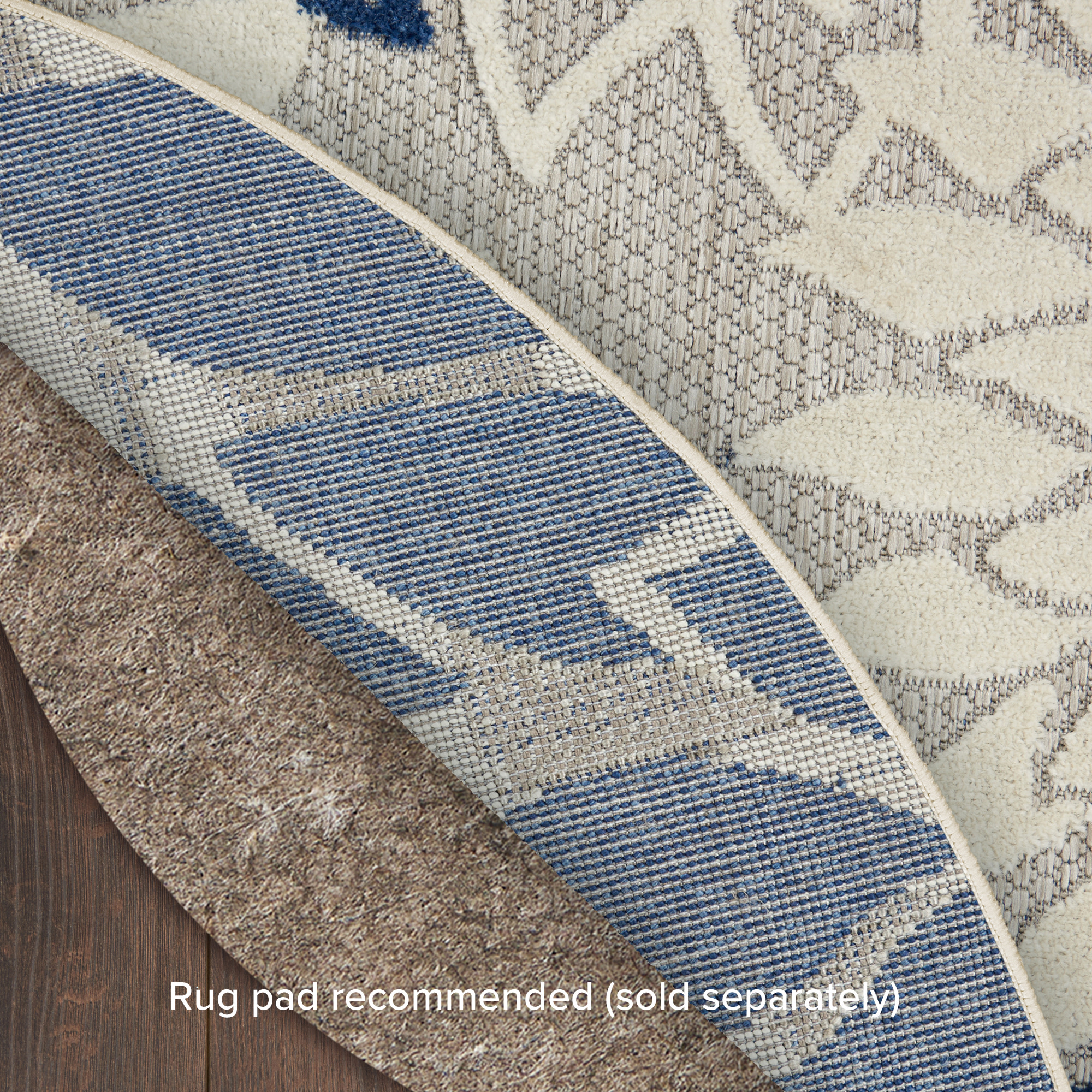 Nourison Aloha 5'3" x Round Ivory Navy Tropical Rug