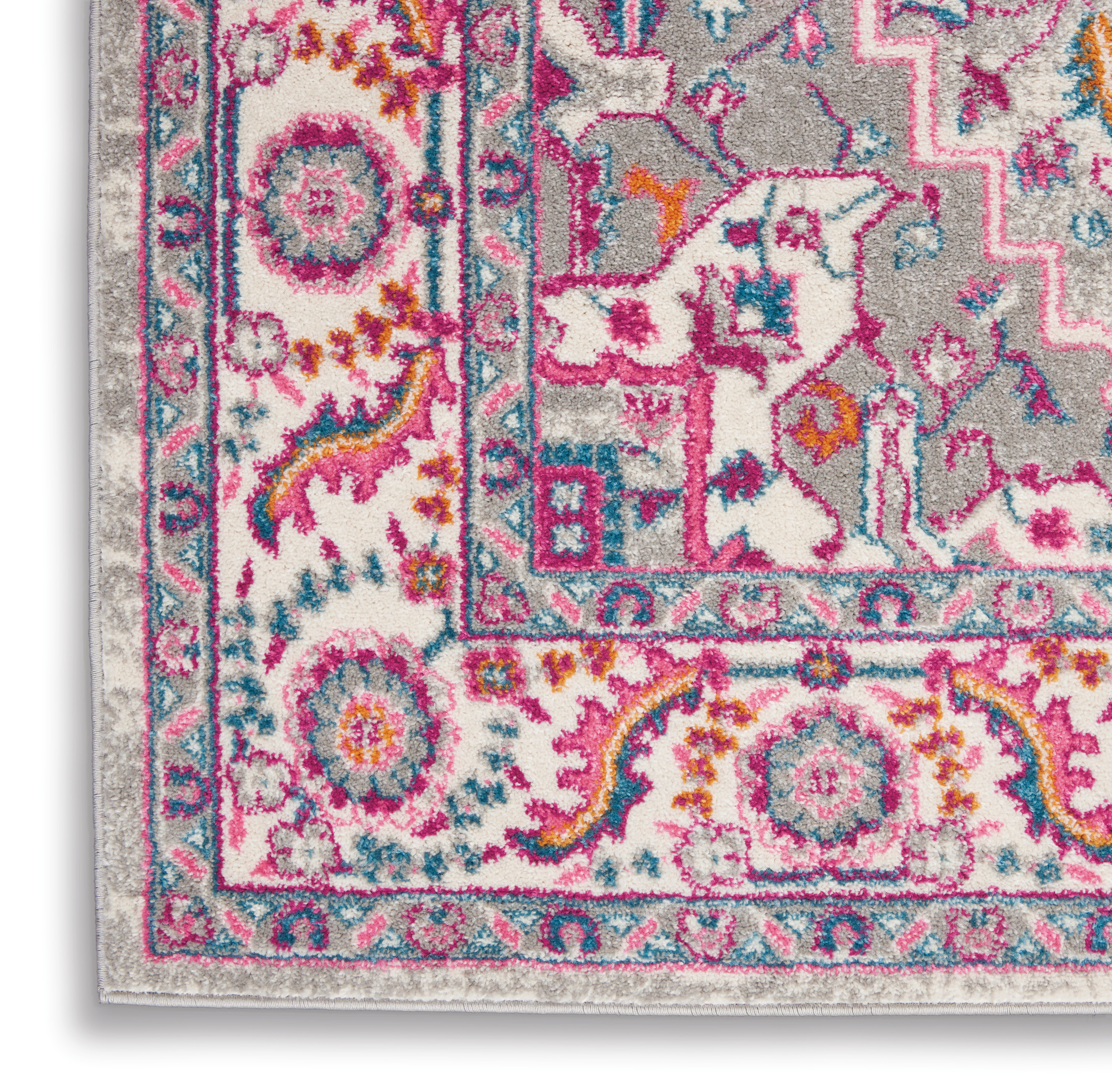 Nourison Passion 3'9" x 5'9" Light Grey Pink Bohemian Indoor Rug