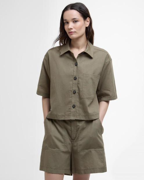Cary Boxy Short-Sleeved Shirt Dusky Green