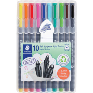 Triplus® Fineliner Pens, Superfine 0.3 mm, Assorted Colors, Set of 10