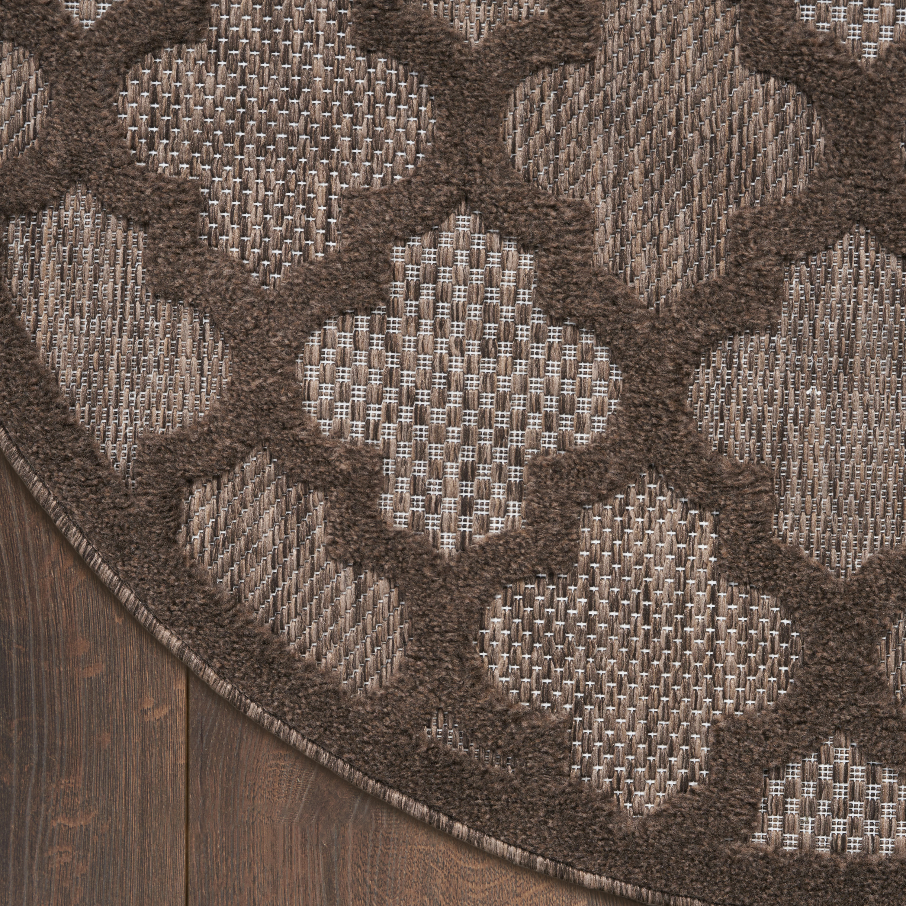 Nourison Easy Care 6' x Round Brown Modern Rug