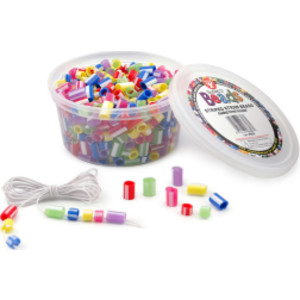 Bucket O' Beads, Striped Straw, Assorted Sizes, Pack of 300
