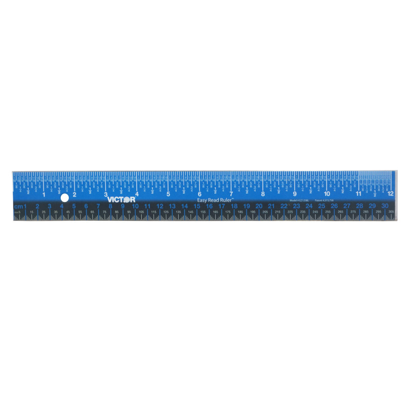 Easy Read™ Ruler, Stainless Steel, Blue/Black, 12"