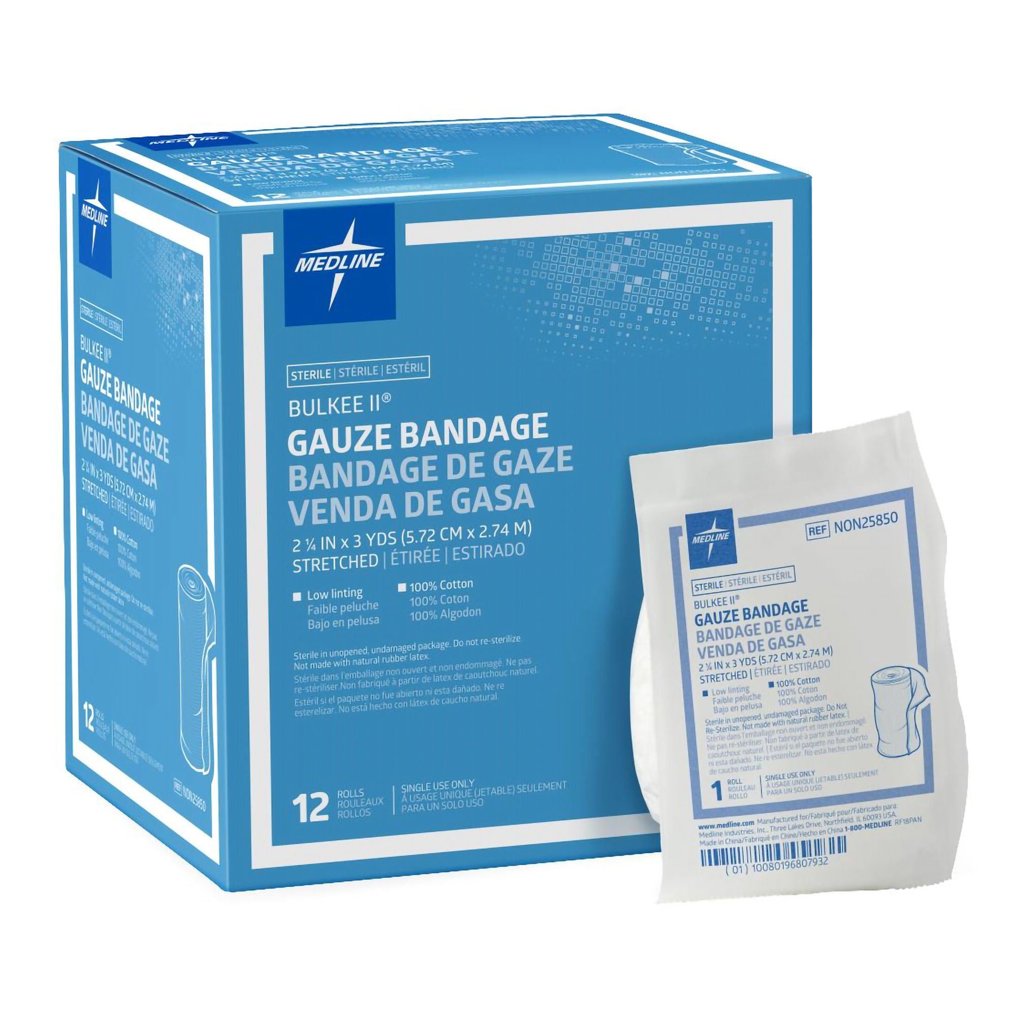 Bulkee II® Six-Ply Gauze Bandage, 2.25 Inch x 3 Yard