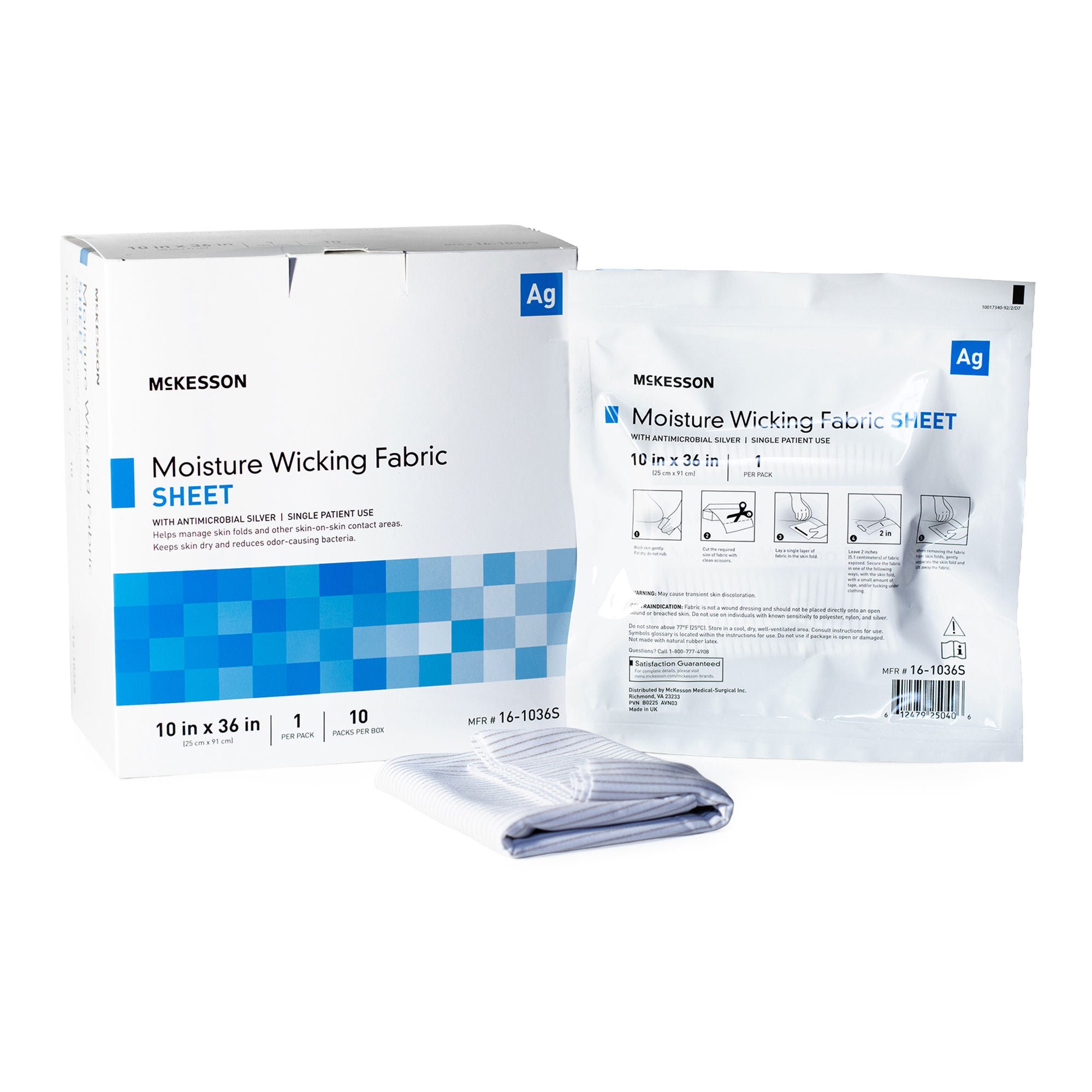 McKesson Silver Moisture Wicking Fabric, 10 x 36 Inch