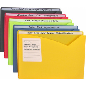 Write-On Poly File Jackets, Assorted Colors, 11" x 8.5", Box of 25