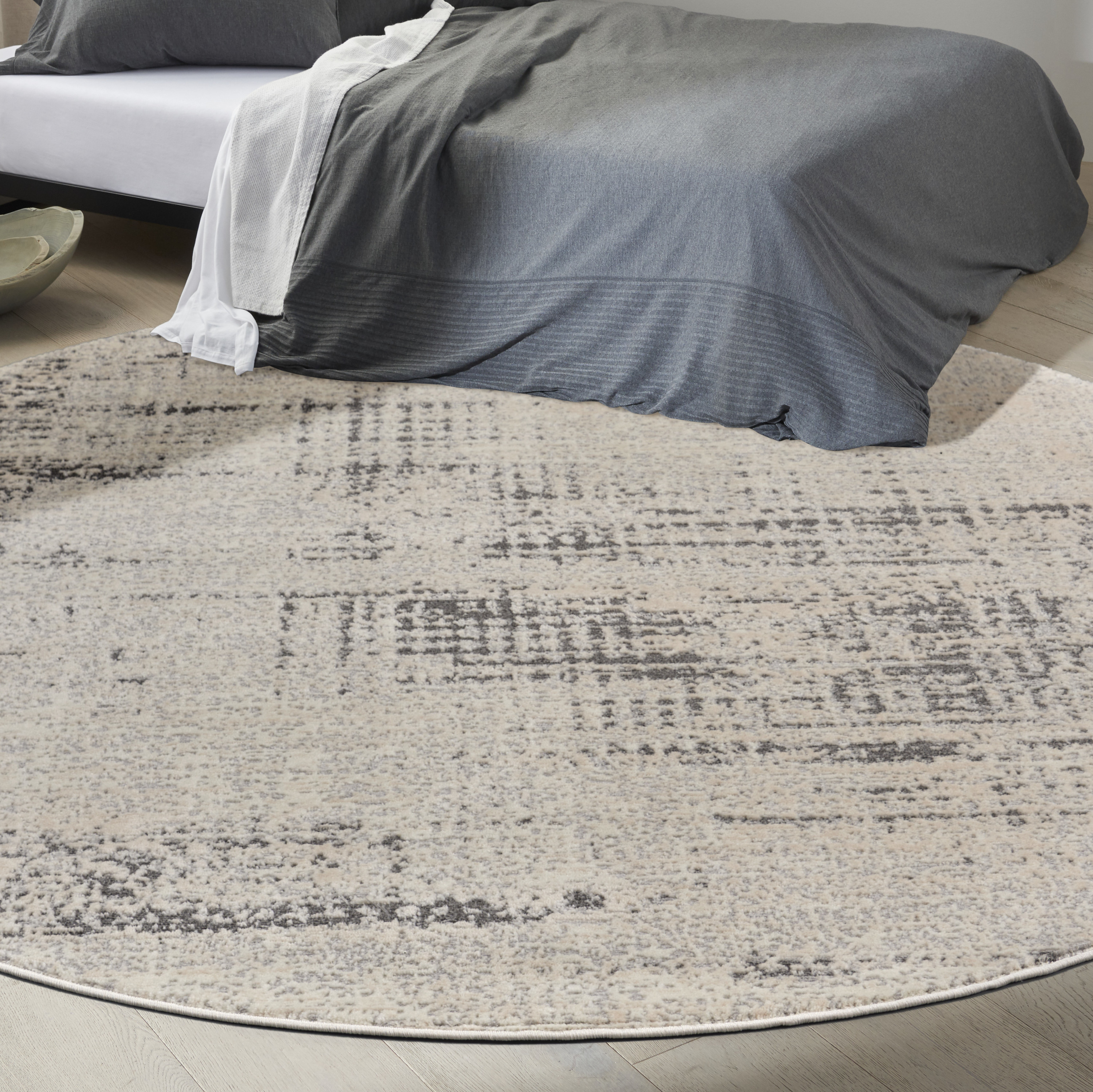 Calvin Klein CK950 Rush 8' x Round Ivory Beige Modern Indoor Rug