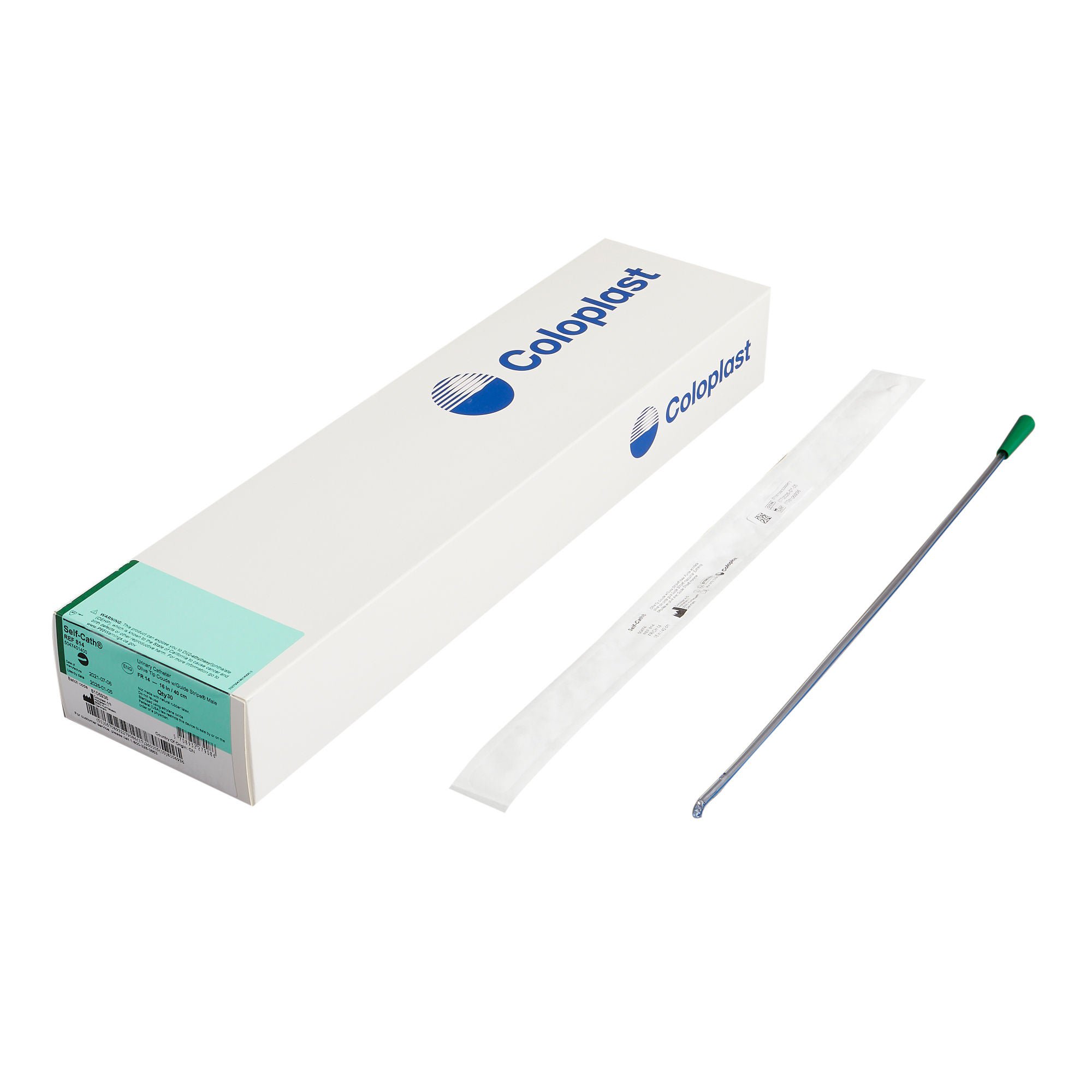 Self-Cath® Urethral Catheter, 14 Fr., Male, Coudé Olive