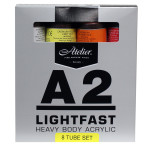 Atelier A2 Heavy Body Lightfast Artist Acrylic 120 ml Tubes 8 Color Set