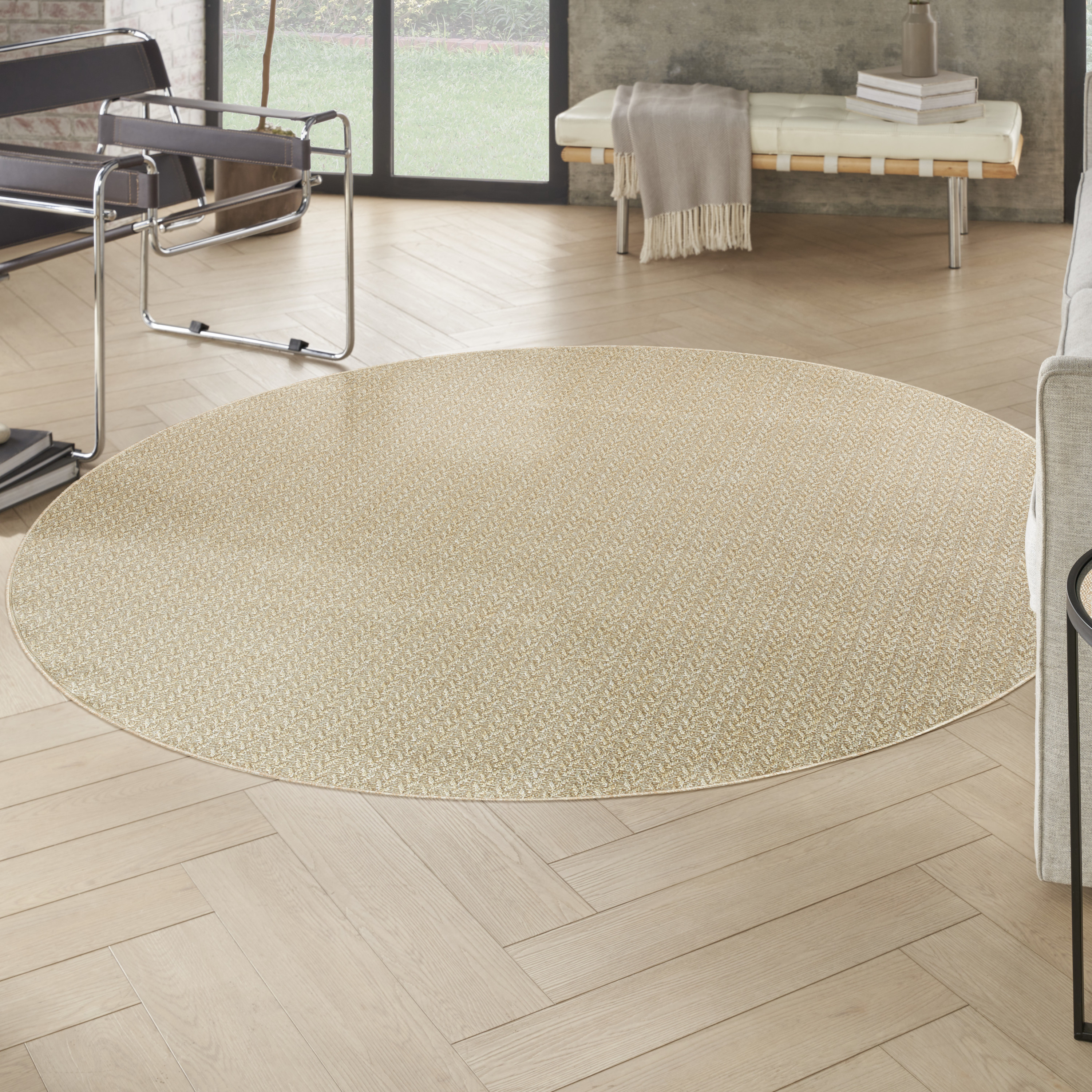Nourison Tulum 8' x Round Cream Outdoor Rug