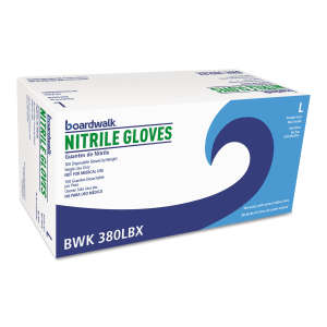 Boardwalk, General Purpose Gloves, Nitrile, 4.0 mil, Powder Free, L, Blue