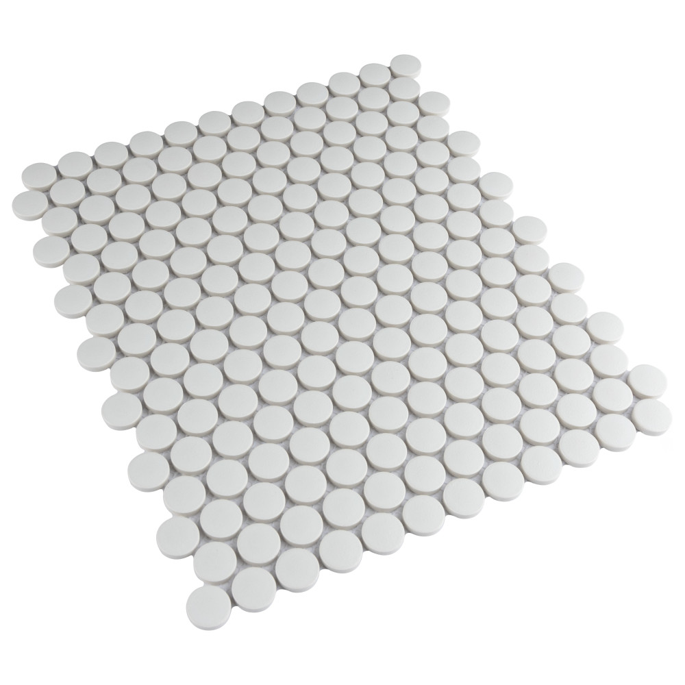 Gotham Penny Round White 9-3/4 in. x 11-1/2 in. Porcelain Mosaic Tile