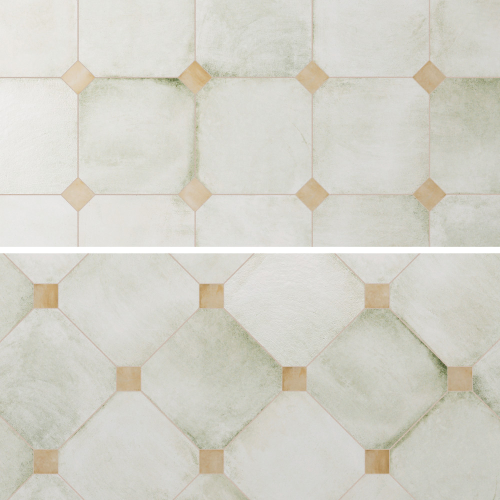 Laverton Octagon Nieve with Taco Beige 7-7/8 in. x 7-7/8 in. Porcelain Floor and Wall Tile