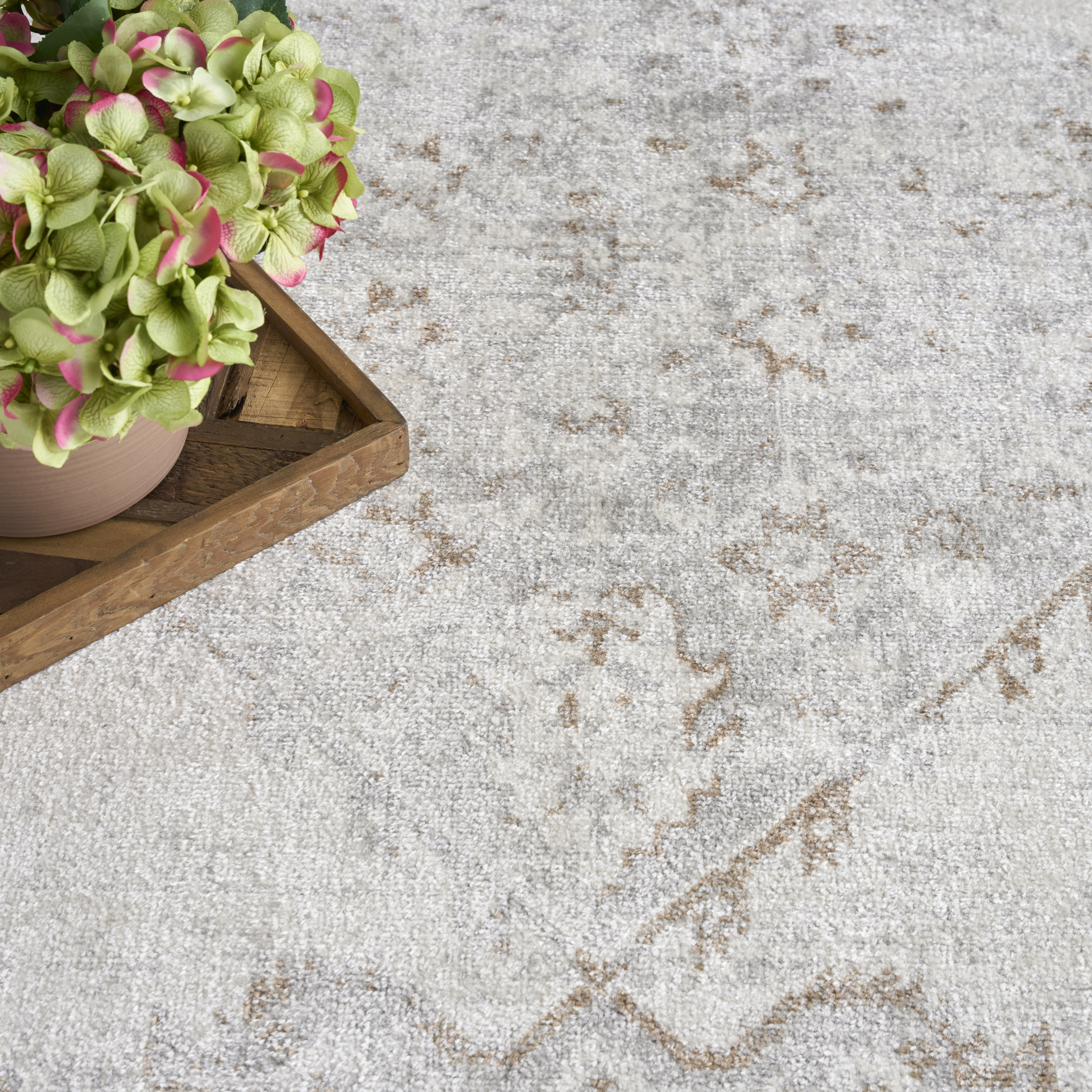 Nourison Astra Machine Washable 4' x 6' Grey Vintage Indoor Rug