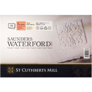 Saunders Waterford Watercolor Block, Hot Pressed, White, 140lb/300gsm, 20 Sheet, 10x7 inch, 1 Count