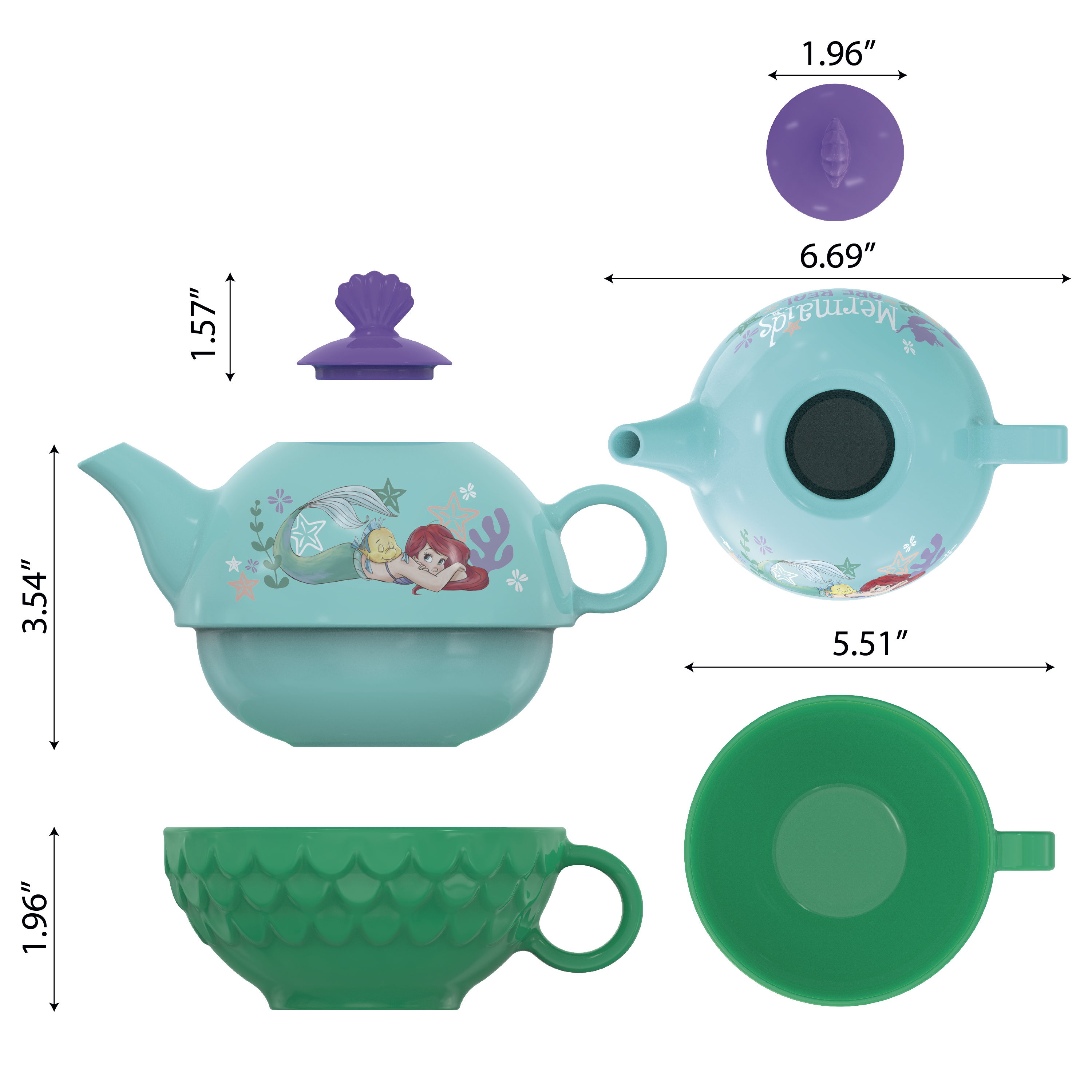 Disney The Little Mermaid Sculpted Ceramic Tea Set, Princess Ariel, 4-piece set slideshow image 3 Disney The Little Mermaid Sculpted Ceramic Tea Set, Princess Ariel, 4-piece set slideshow image 3