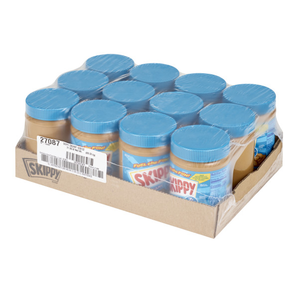 SKIPPY(r) Creamy Peanut Butter, 12/28 oz . C1RA - Front Right Closed Case (Hi Res)