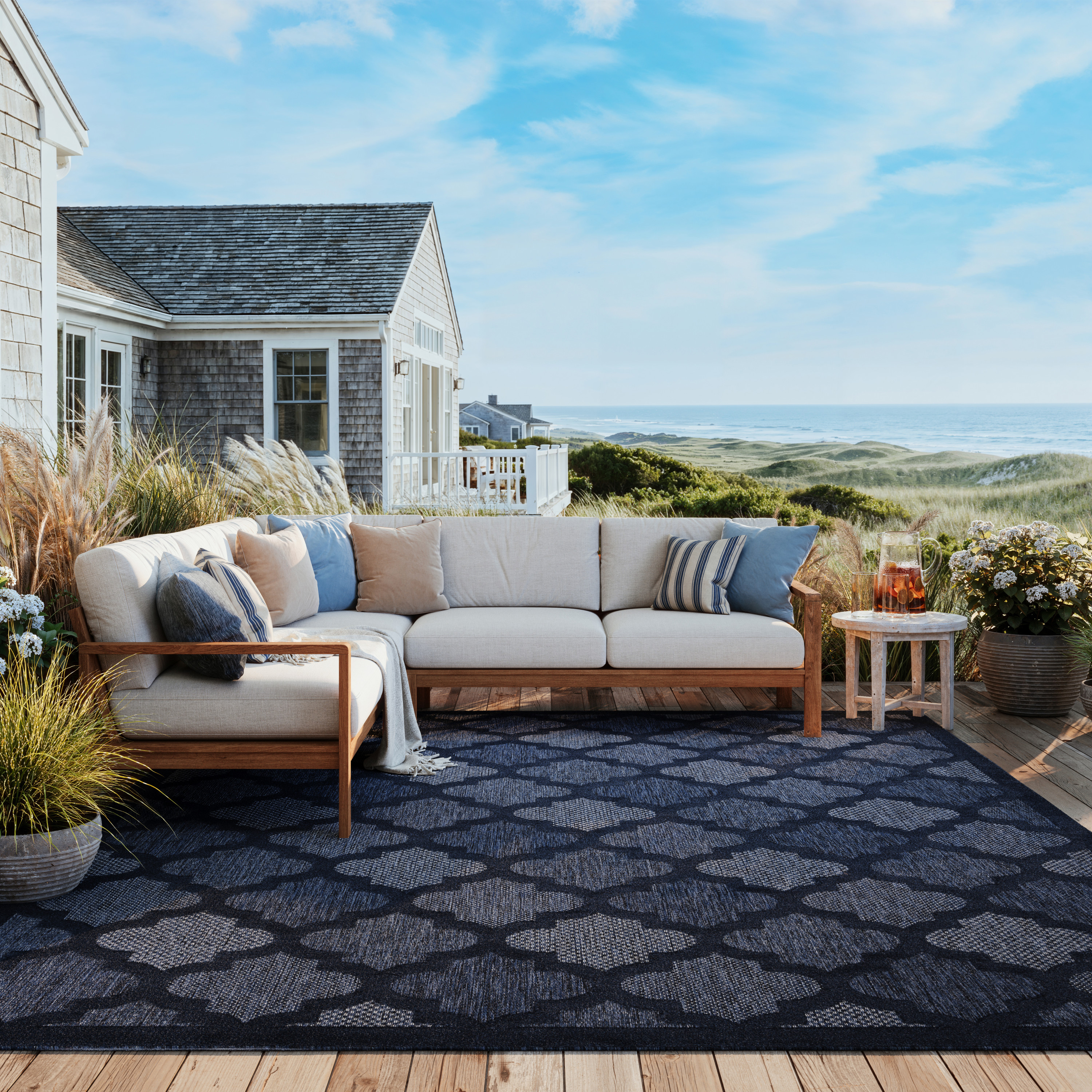 Nourison Easy Care 8' x 10' Navy Blue Modern Rug