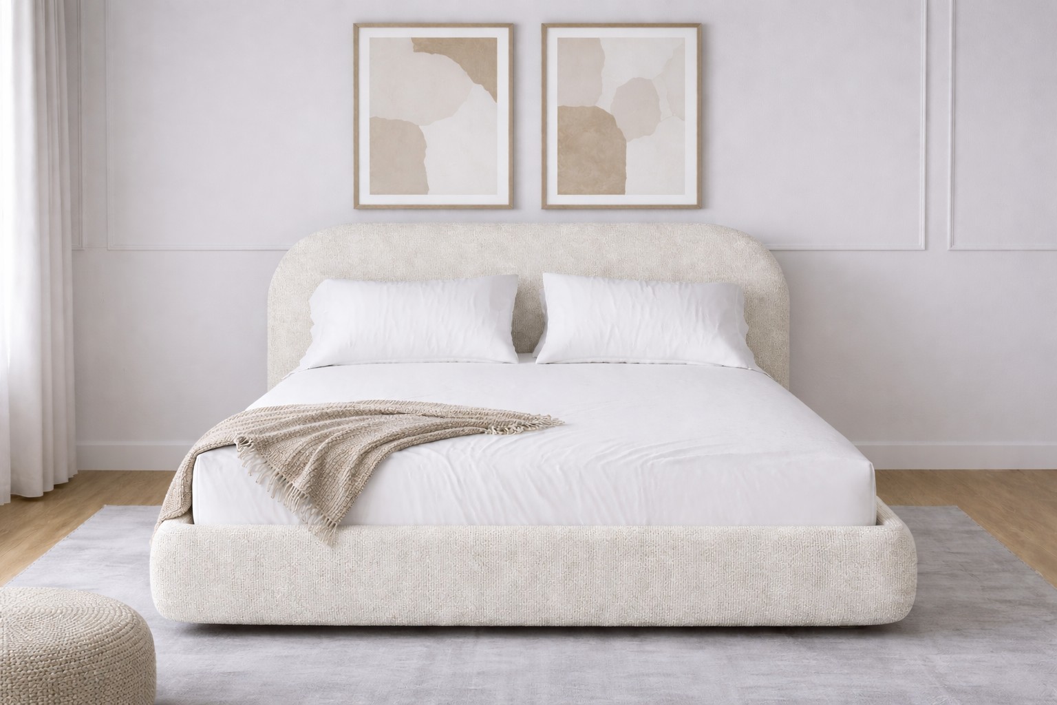 Lifestyle image of the  Havana Bed Frame, Ivory from Forty Winks
